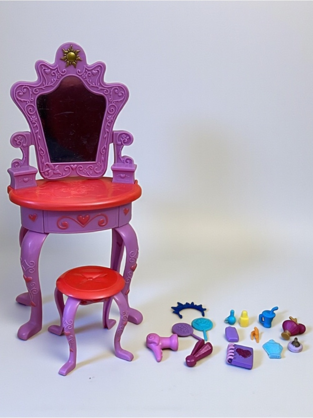 Disney‎ Princess Rapunzel Vanity Playset with Accessories Purple Dresser Toy